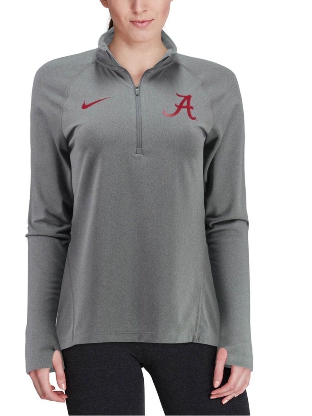 Nike Alabama Crimson Tide Women Small Dri-FIT 1/4 Zip Pullover Jacket Gray NCAA